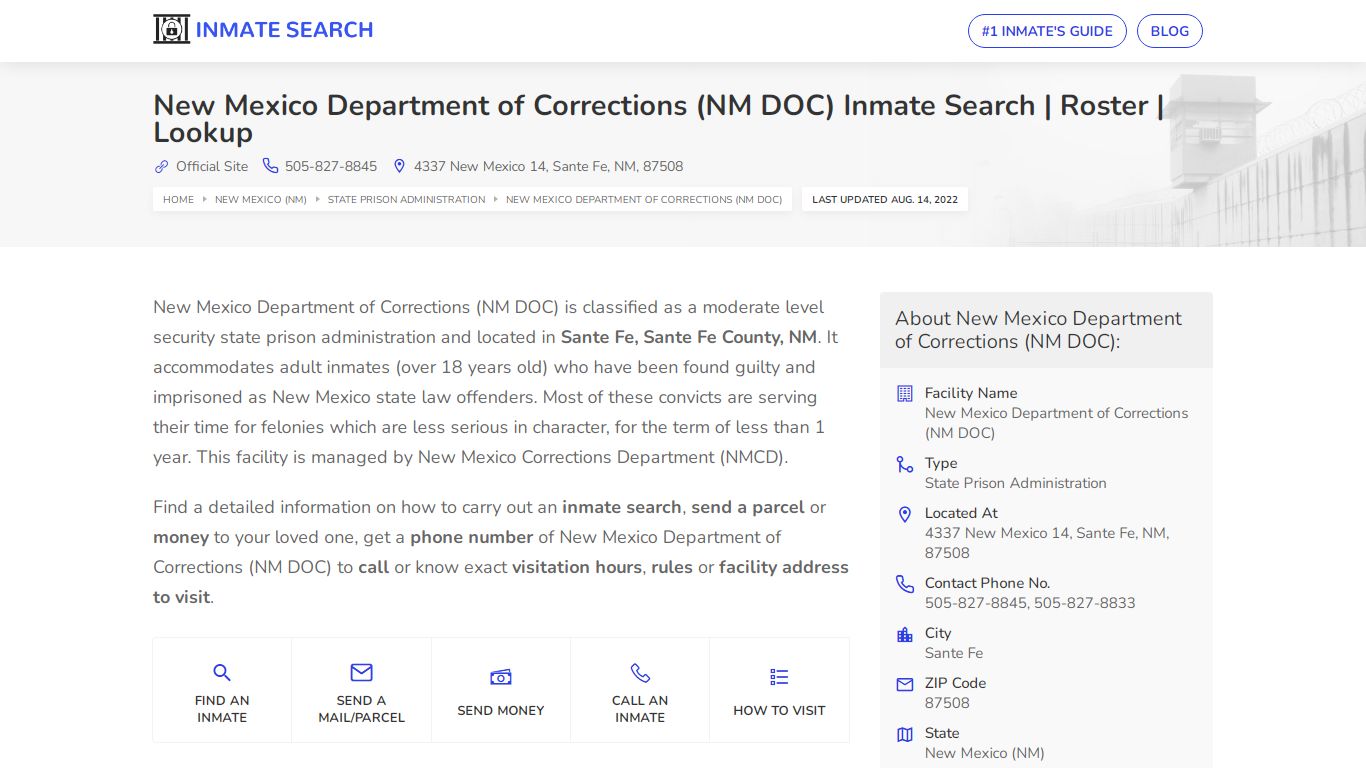 New Mexico Department of Corrections (NM DOC) Inmate ...